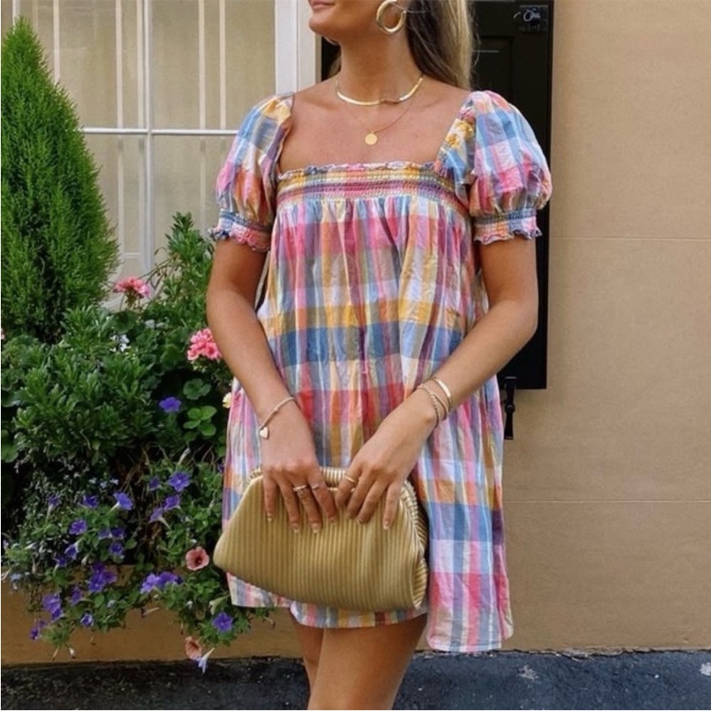 UO Colorful Plaid Checker Dress